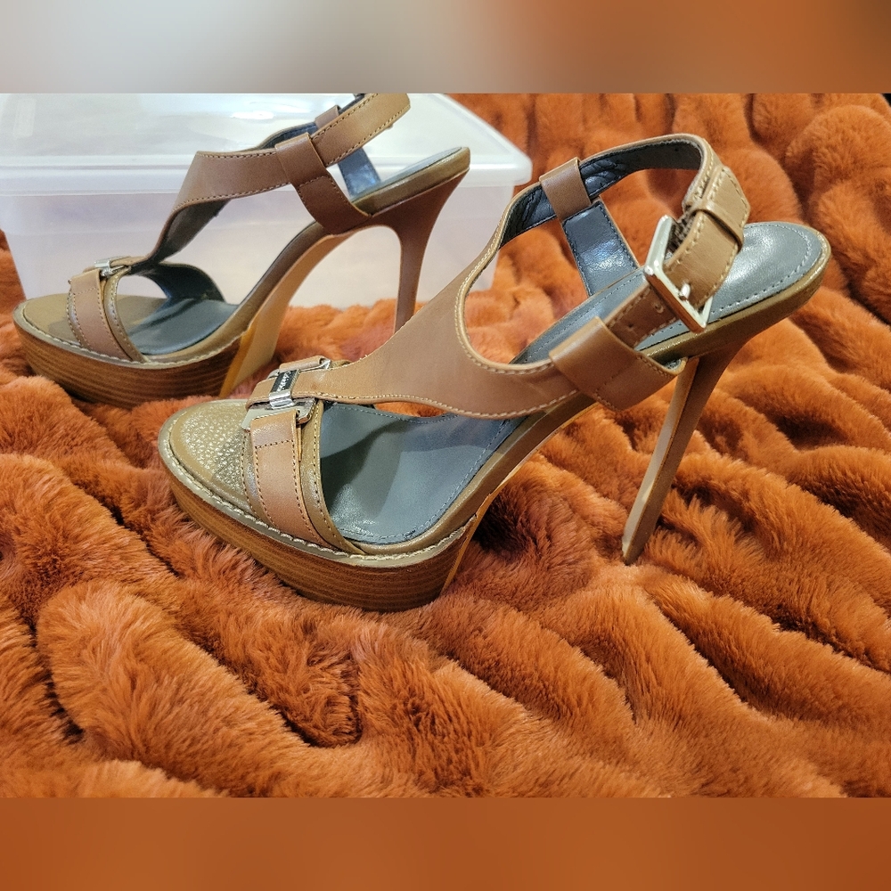 Calvin Klein Tan Ankle Strap Heels
